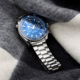 Omega Seamaster Planet Ocean Working Chronograph Blue Ceramic Bezel with Blue Dial S/S