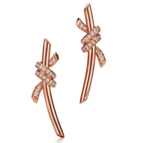 2023 Tiffany Knot 18k Gold Rose Gold Diamond Earrings 69526136