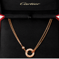 Cartier Love 18K Gold Rose Gold  Platinum Diamond Necklaces B7219500