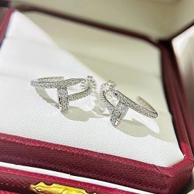 Cartier JUST Nail  Model Sterling silver full Diamond Earrings