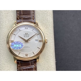 Omega De Ville gold case with white Dial-Leather Strap